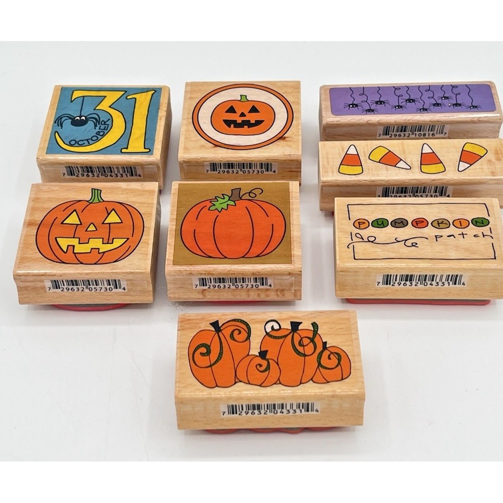 G Studio Halloween Rubber Stamps Lot 8 Pumpkin Jack O Lantern Candy Corn Craft